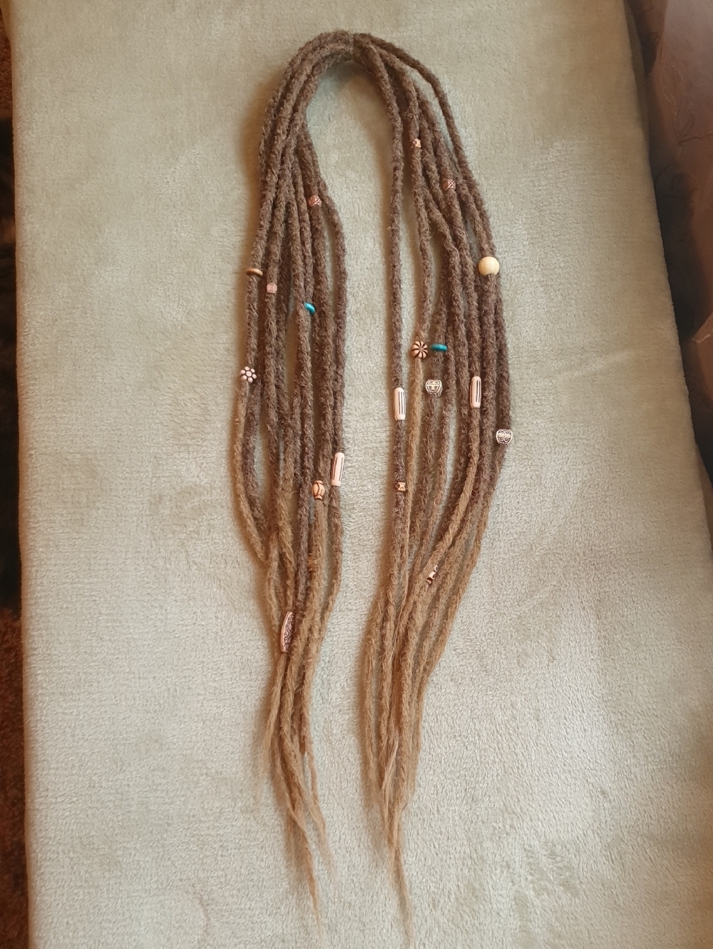 Brown Ombre Synthetic Dreadlocks With Bead Accessories - Double Ended - 22"